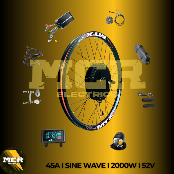2000W E-Bike Conversion Kit Samsung 52V 20AH Battery UKC1+ Colour Display Original MTX39 Rim Rear Cassette 8-10 Speed.