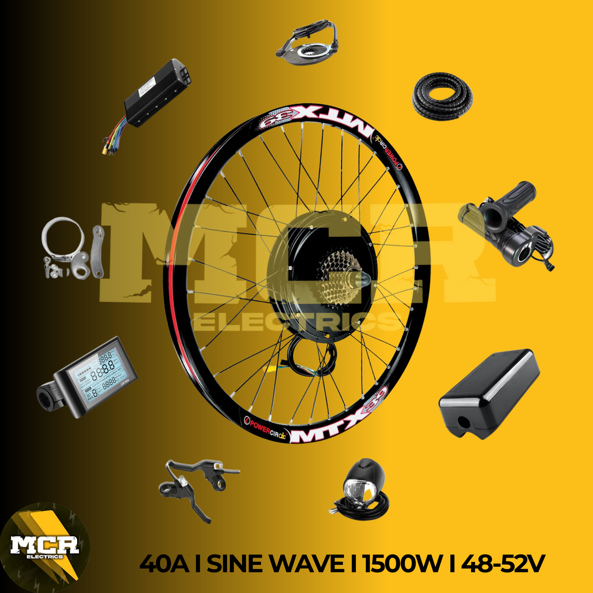 27.5" E Bike Conversion Kit 48V 52V, Rear 7 Speed Freewheel, MTX Rim High Power