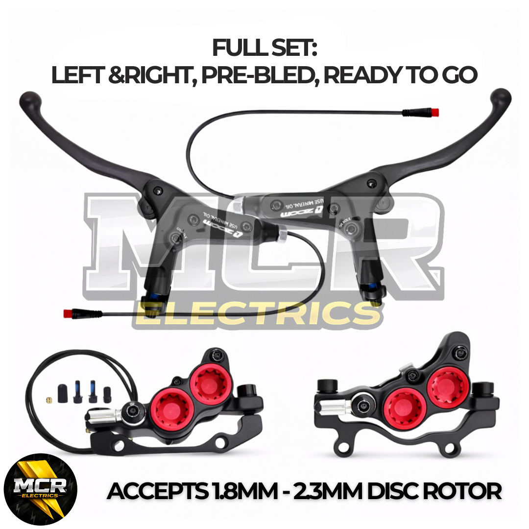 ZOOM 893E 4 Piston Hydraulic Brake Set Pre-Bled Left Right E-Bike + Sensors
