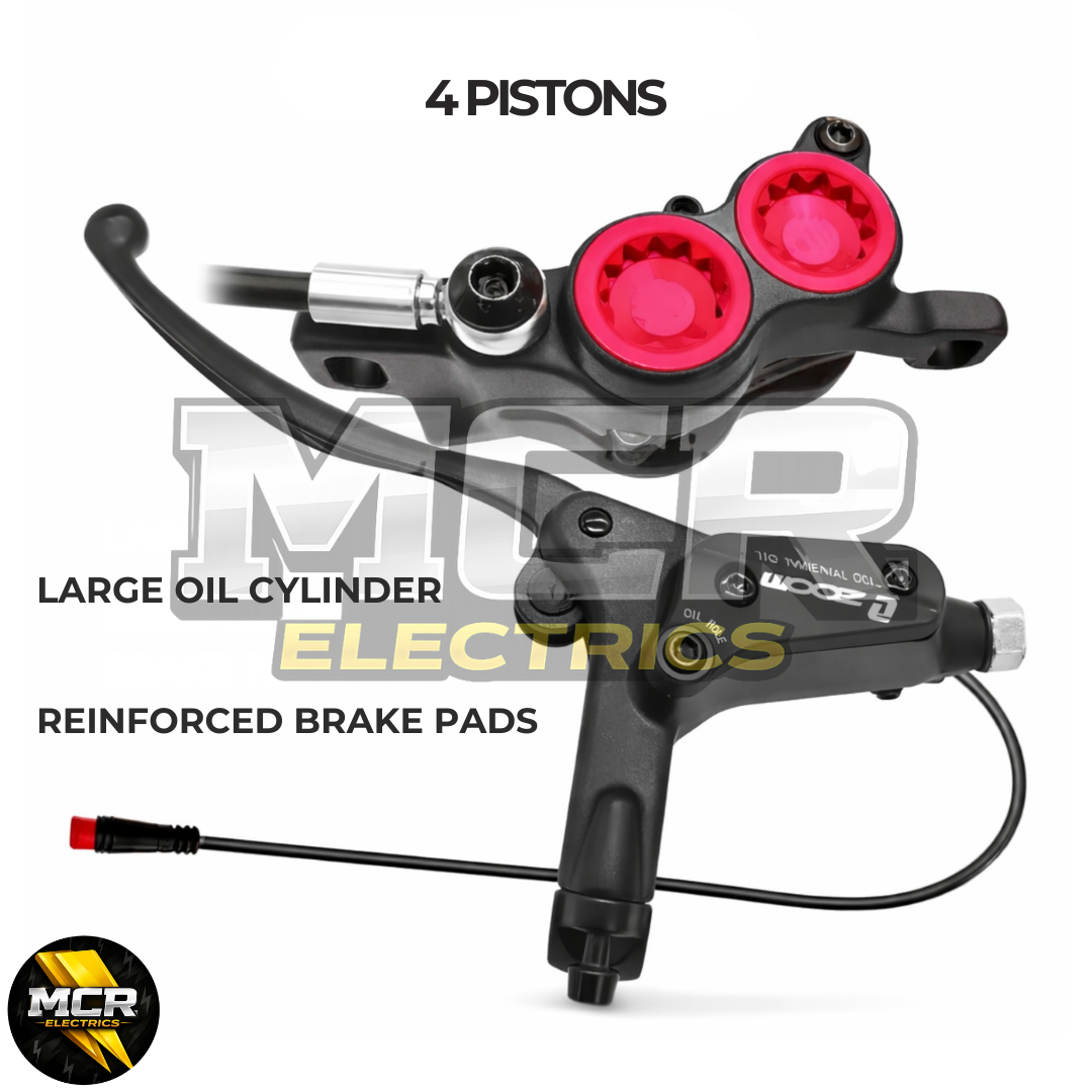 ZOOM 893E 4 Piston Hydraulic Brake Set Pre-Bled Left Right E-Bike + Sensors