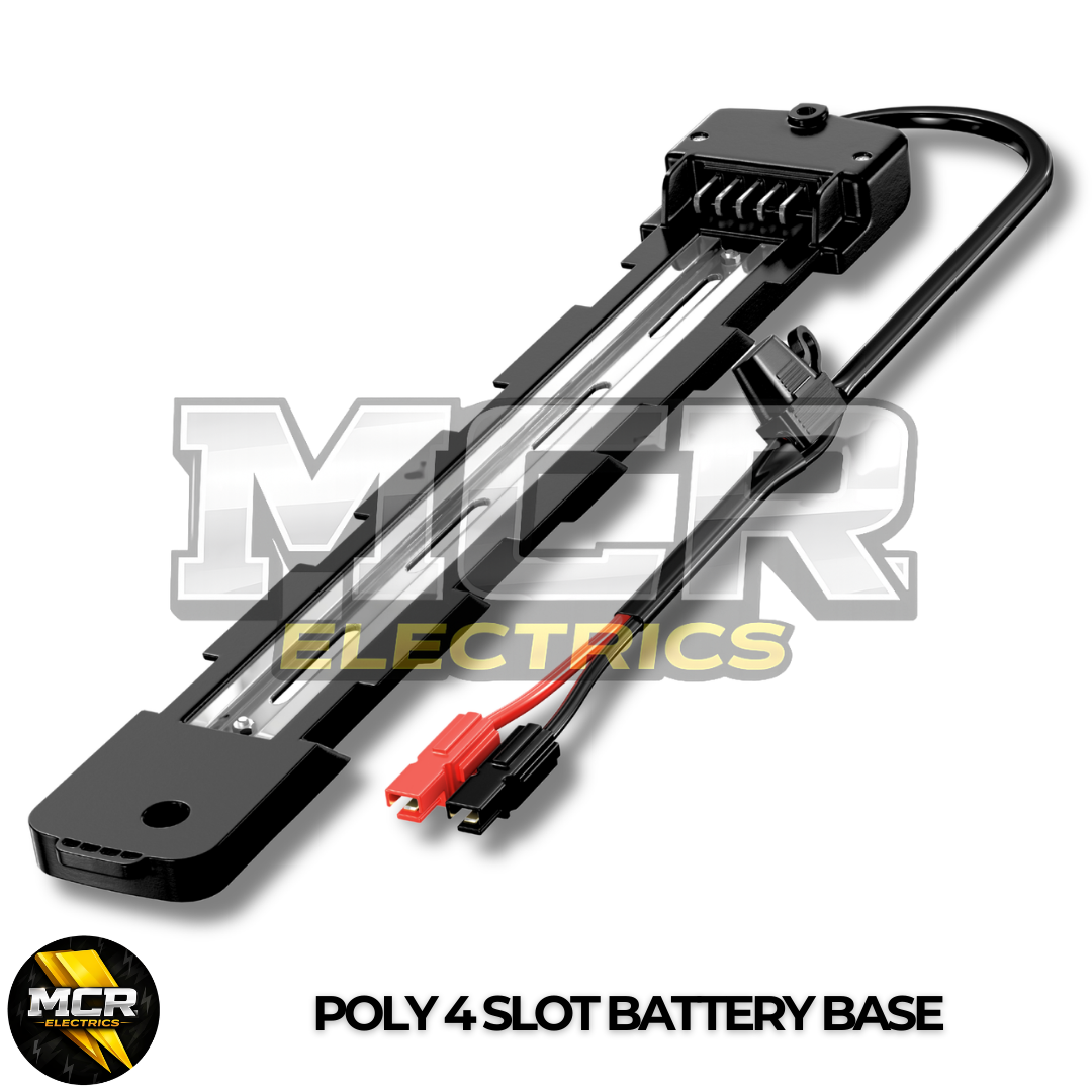 E-Bike Poly Battery Base 5 Pin 4 Slot Holder | 30A Fuse & Anderson Connector | Replacement Mount for Electric Bicycle Battery Pack