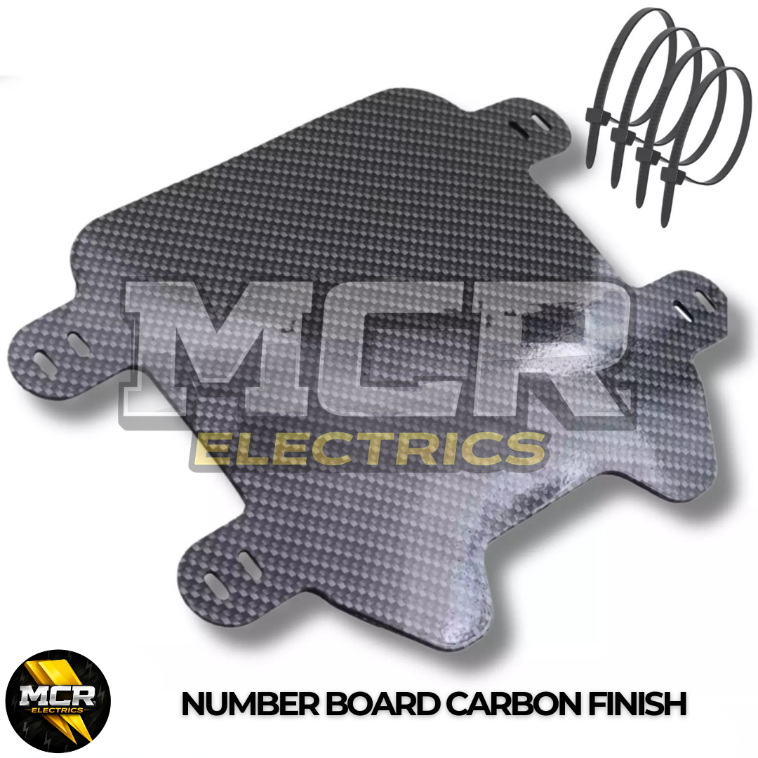 E-Bike Number Board Carbon Finish Matt Black for Triple Crown Forks Easy Install with Cable Ties