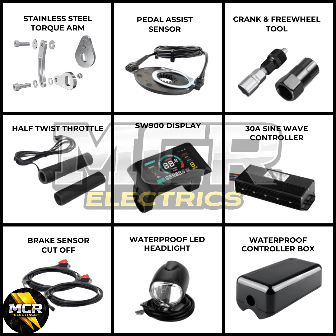 48V 1000W / 250W Electric Bike Conversion Kit – MTX Rear Wheel & Battery – 7-11 Speed Cassette – 26″ 27.5″ 29″ E-Bike Upgrade