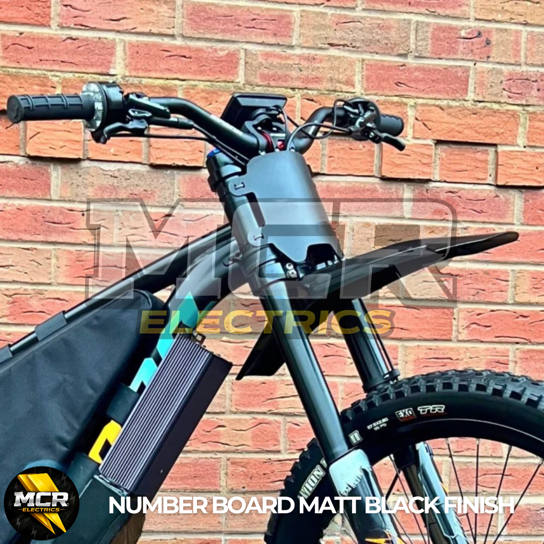 E-Bike Number Board Carbon Finish Matt Black for Triple Crown Forks Easy Install with Cable Ties