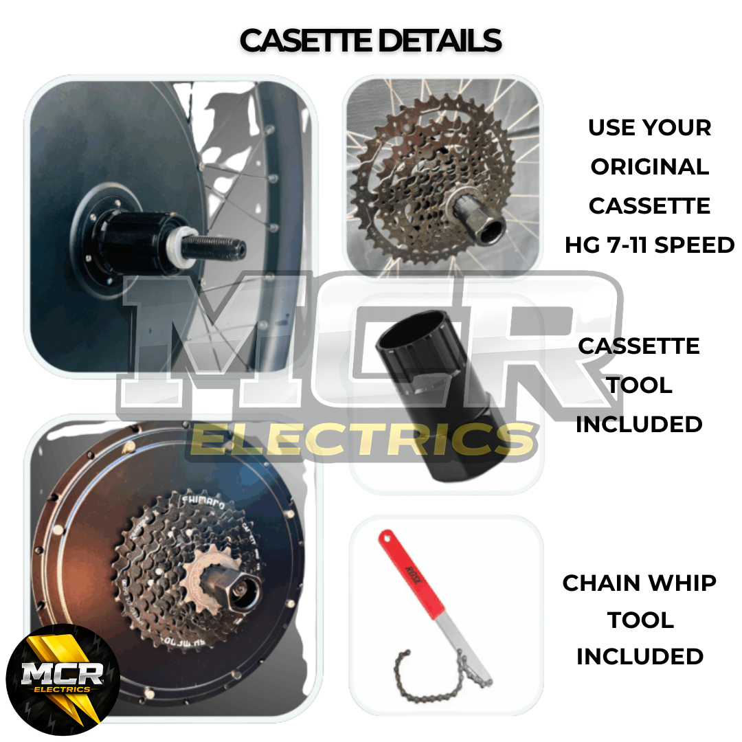 48V 1000W / 250W Electric Bike Conversion Kit – MTX Rear Wheel & Battery – 7-11 Speed Cassette – 26″ 27.5″ 29″ E-Bike Upgrade