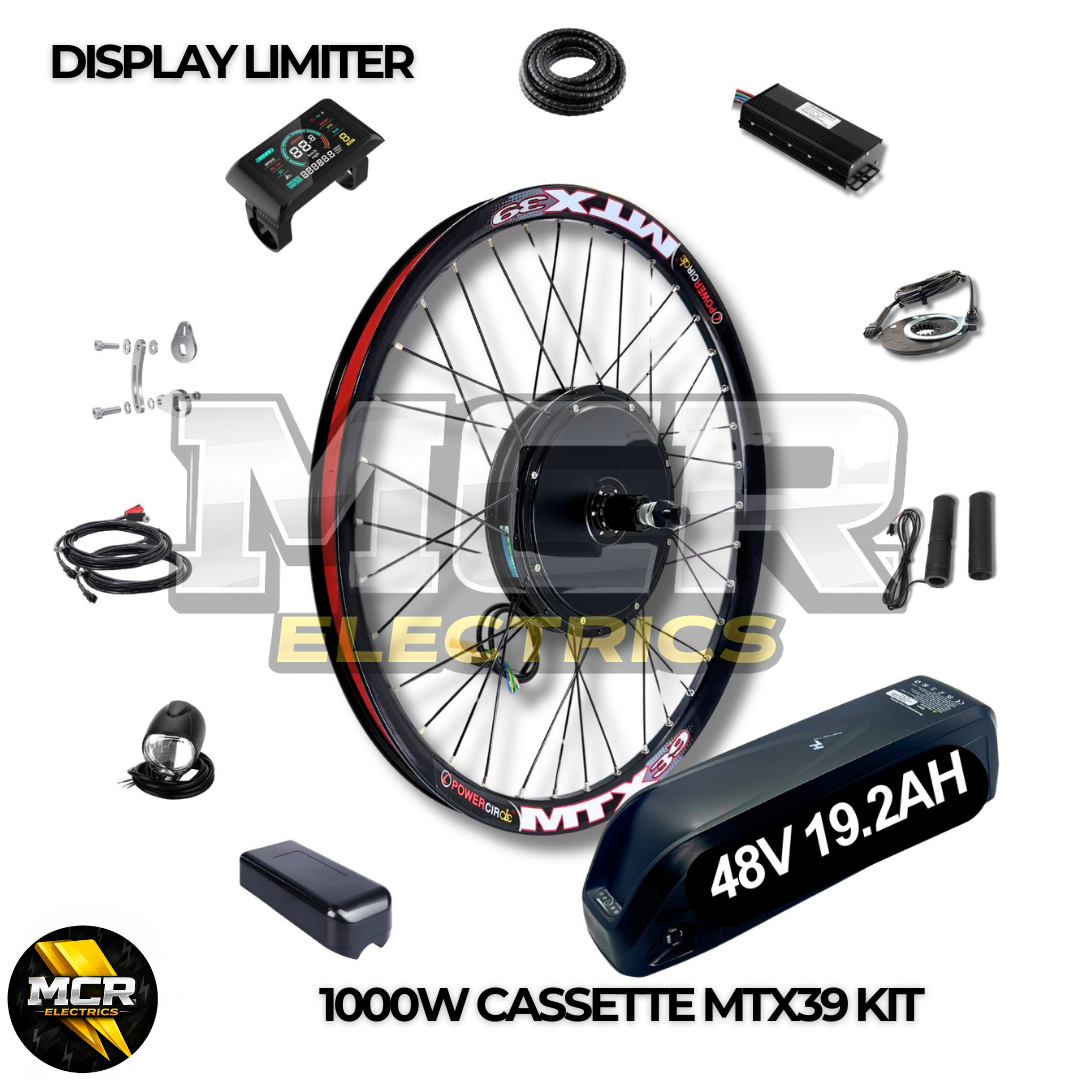 48V 1000W / 250W Electric Bike Conversion Kit – MTX Rear Wheel & Battery – 7-11 Speed Cassette – 26″ 27.5″ 29″ E-Bike Upgrade