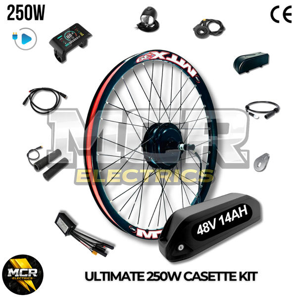 Ultimate MTX 48V 250W E-Bike Conversion Kit Cassette 7-11 Speed Rear Wheel | 48V 14AH Samsung Battery