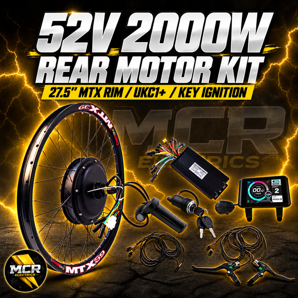 2000W 52V, 27.5-inch MTX39 Rear Hub Motor Kit – UKC+ /Key Ignition