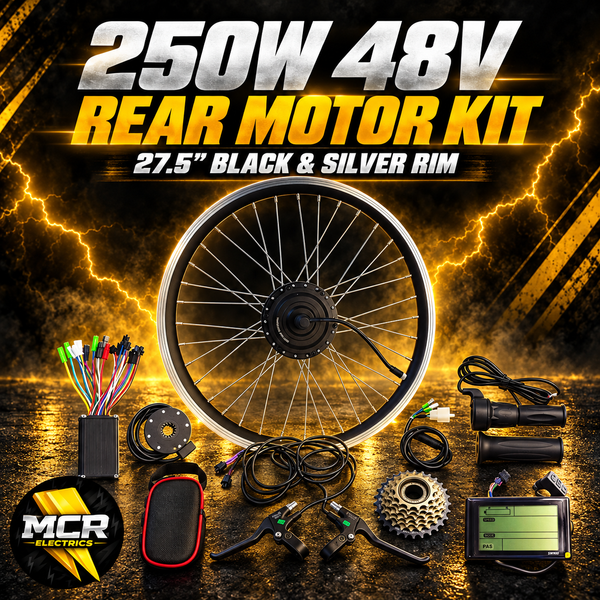 MCR Electrics 250W 48V rear motor kit with 27.5-inch black and silver rim