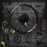 MCR Electrics 5000W rear hub kit components on dark background