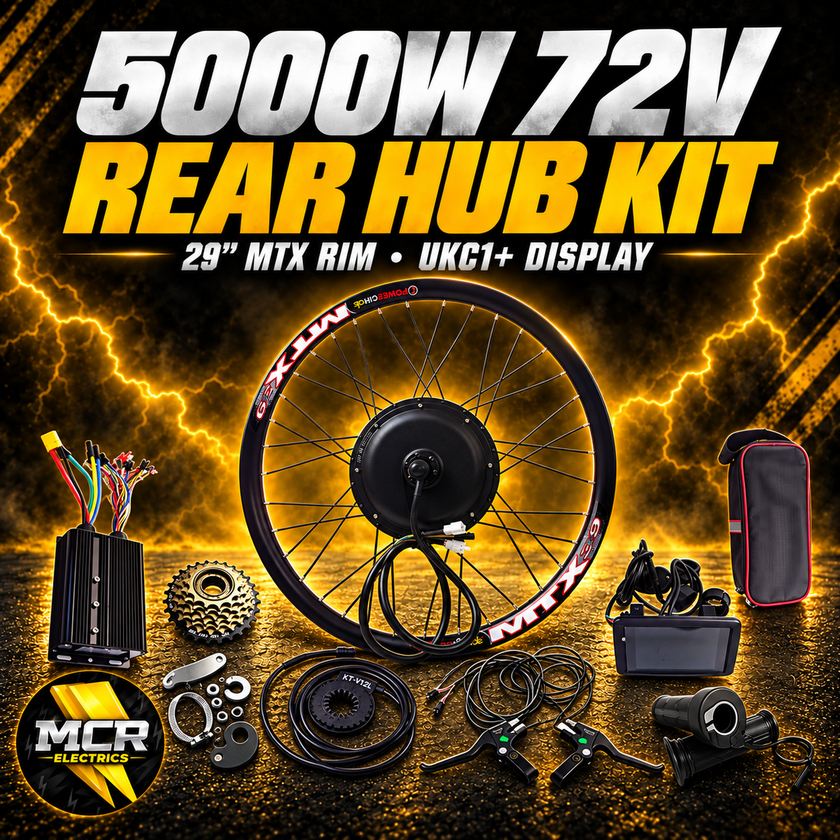 5000W 72V 29-inch MTX rear hub kit with UKC1+ display