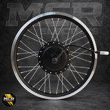 500W rear hub motor wheel with black and silver brake track rim